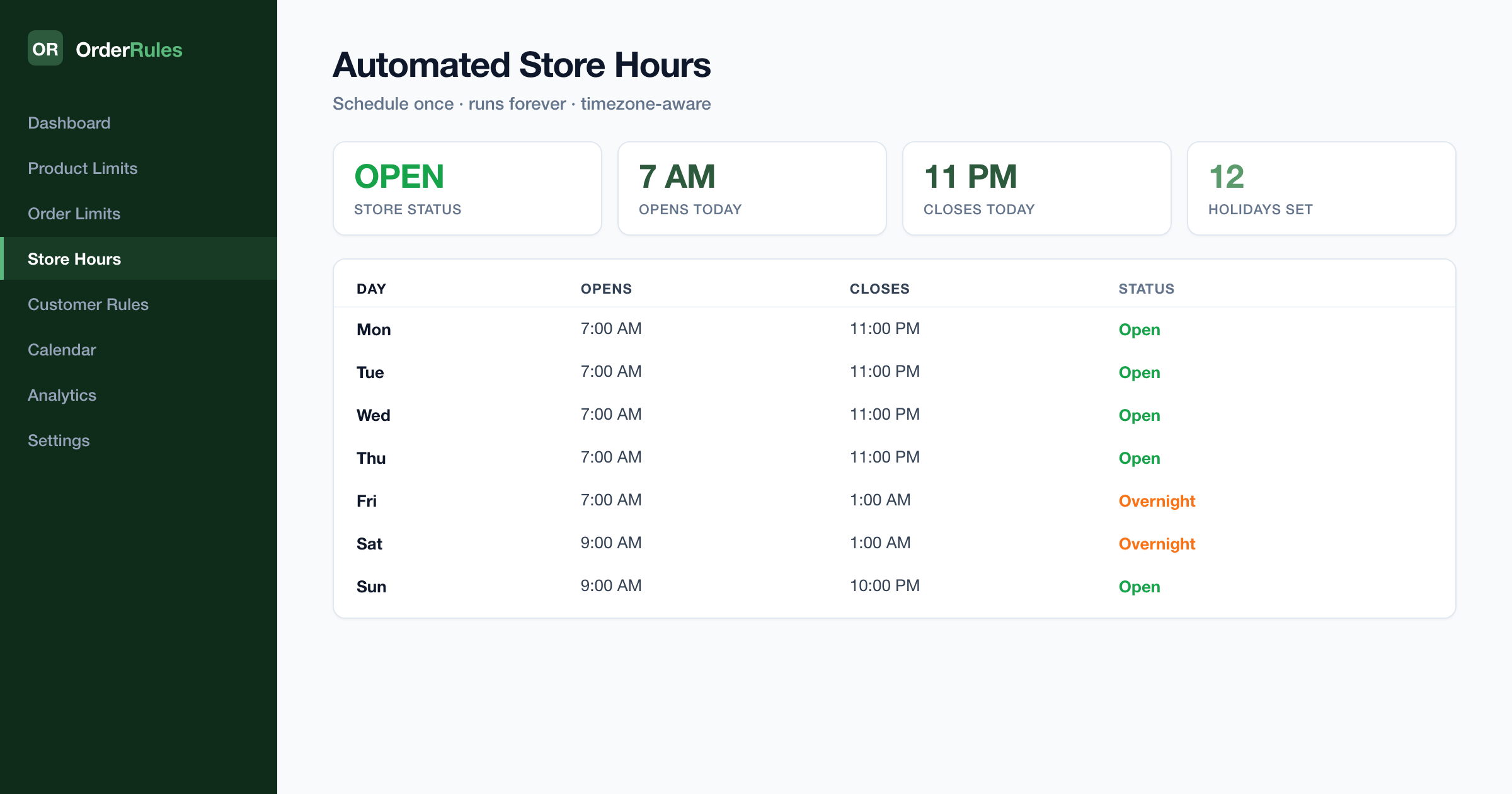Shopify ストアの営業時間を自動化